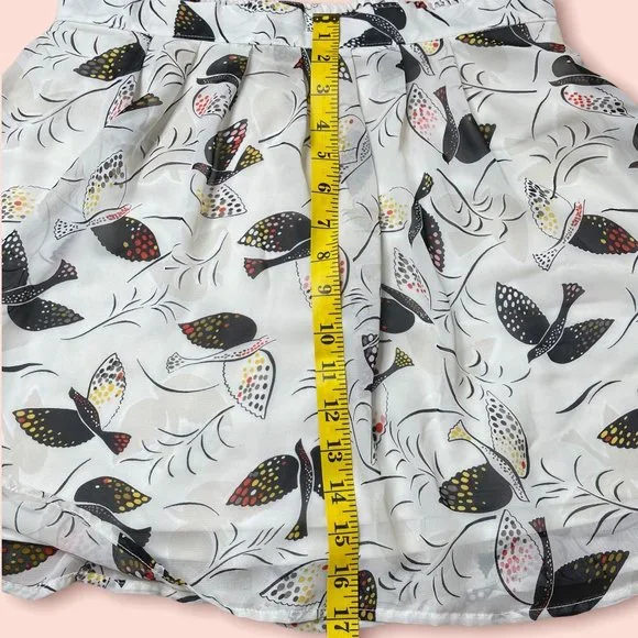Old Navy Womens Skirt Small S Short White Black Bird Lined Elastic Waist - Picture 4 of 8